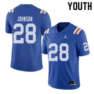 Youth Florida Gators #28 Kylan Johnson NCAA Jordan Brand Royal Throwback Alternate Authentic Stitched College Football Jersey UFE0762ZR